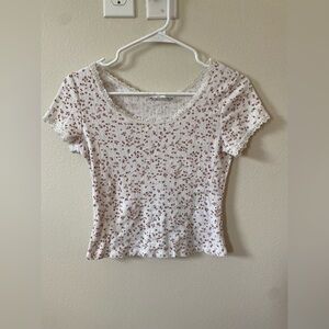 Pink rose || cute little floral top with lace around the neck